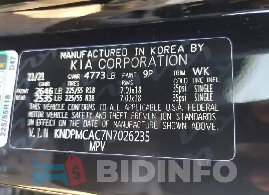 KNDPMCAC7N7026235 Photo# 10