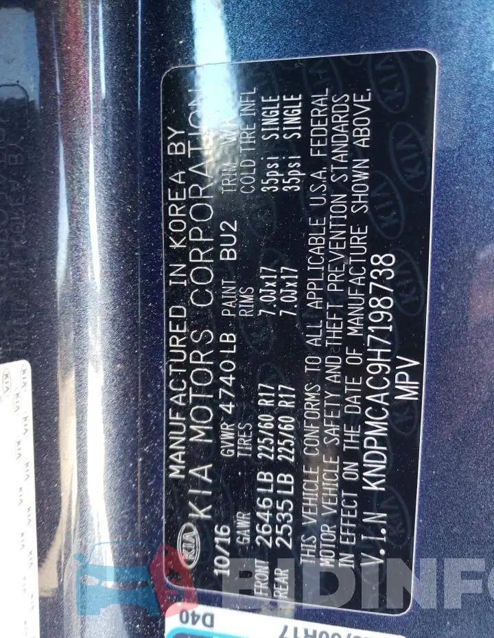 KNDPMCAC9H7198738 Photo# 13