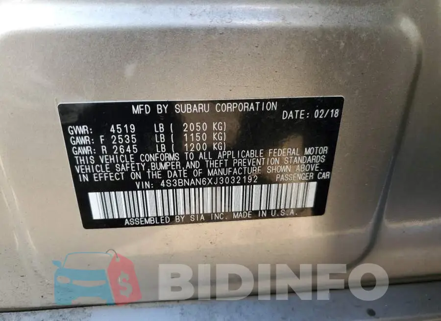 4S3BNAN6XJ3032192 Photo# 10