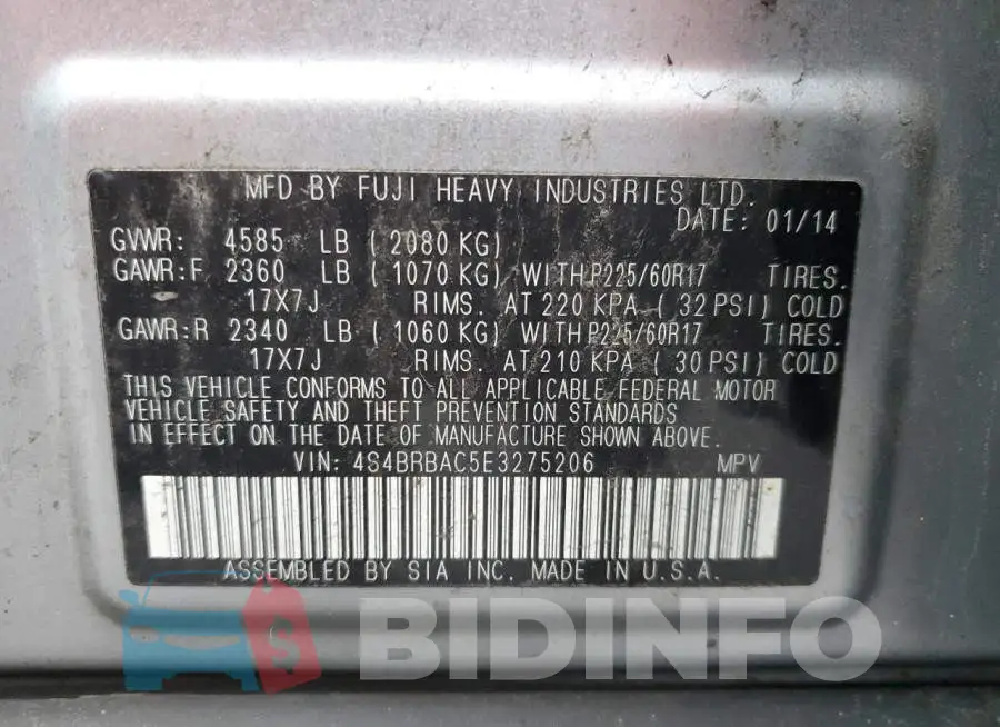 4S4BRBAC5E3275206 Photo# 13