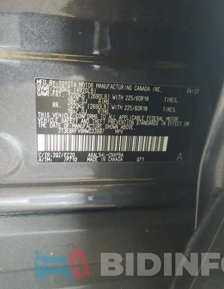 2T3E6RFV8NW033987 Photo# 12