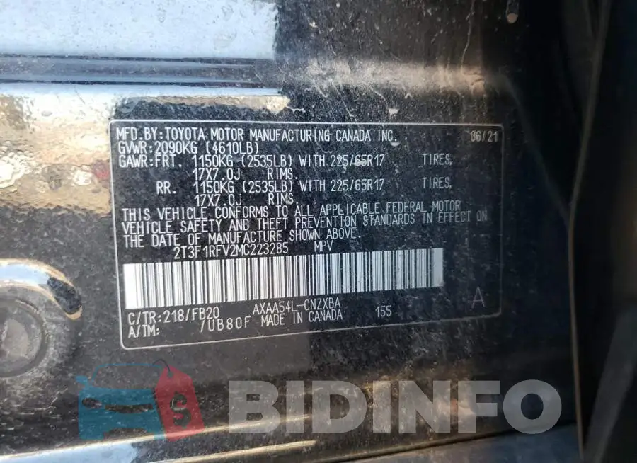 2T3F1RFV2MC223285 Photo# 13