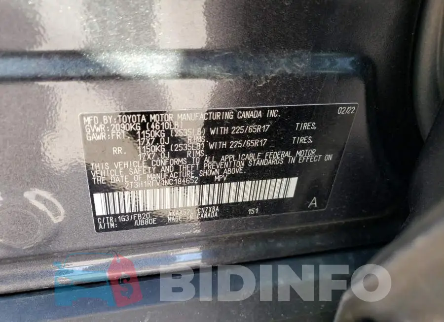 2T3H1RFV1NC184652 Photo# 13