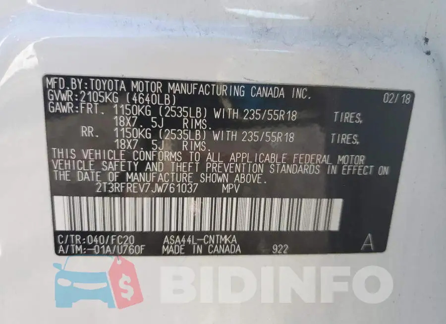 2T3RFREV7JW761037 Photo# 13