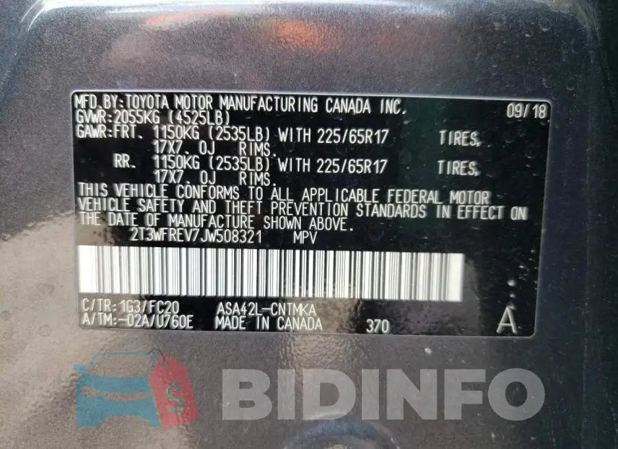 2T3WFREV7JW508321 Photo# 10