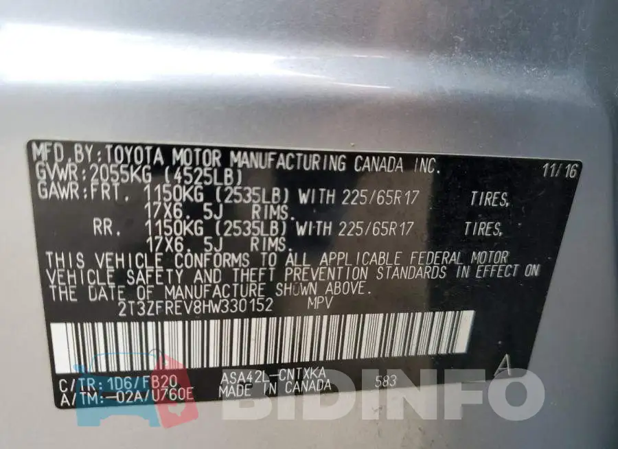 2T3ZFREV8HW330152 Photo# 13