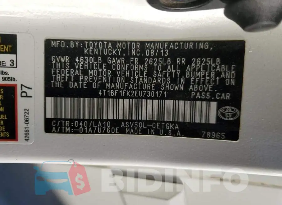 4T1BF1FK2EU730171 Photo# 12