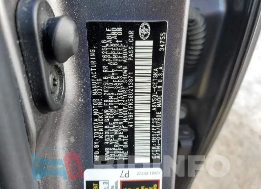 4T1BF1FK5GU213871 Photo# 10