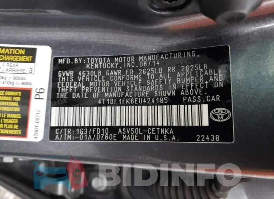 4T1BF1FK6EU424185 Photo# 13