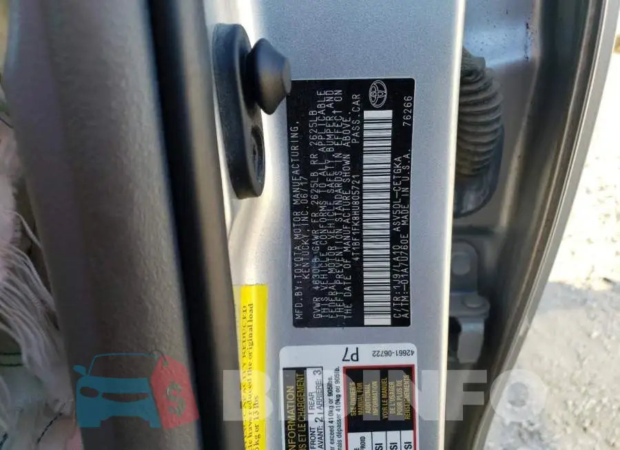 4T1BF1FK8HU805721 Photo# 12