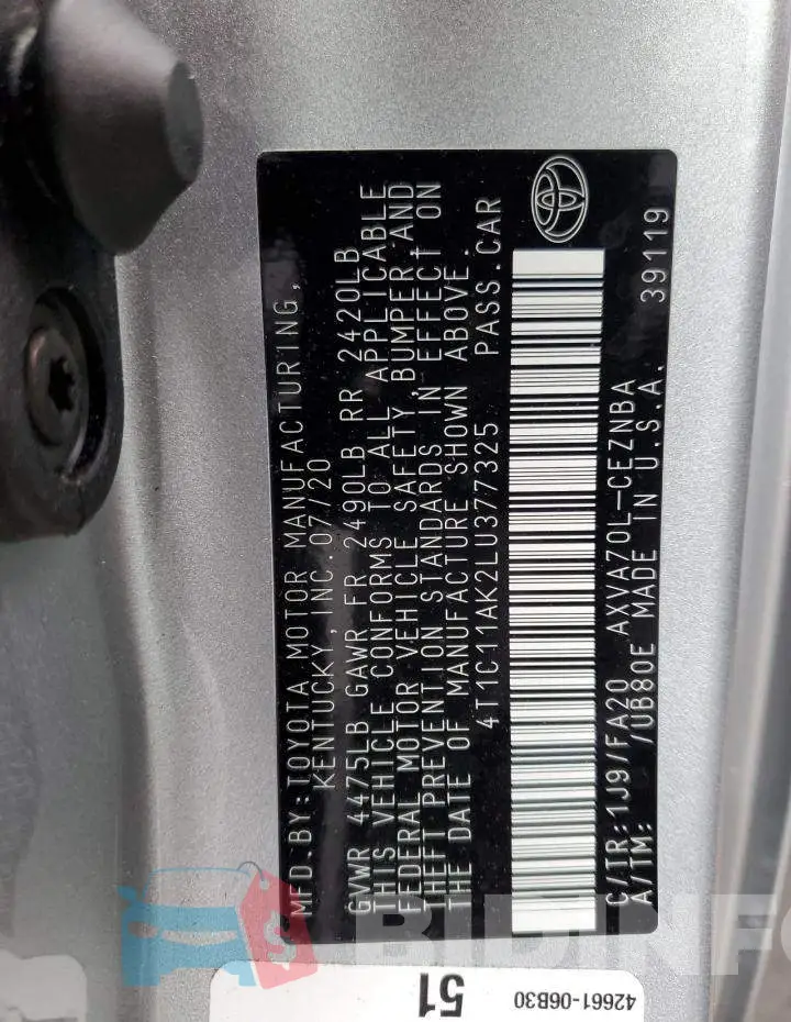 4T1C11AK2LU377325 Photo# 12