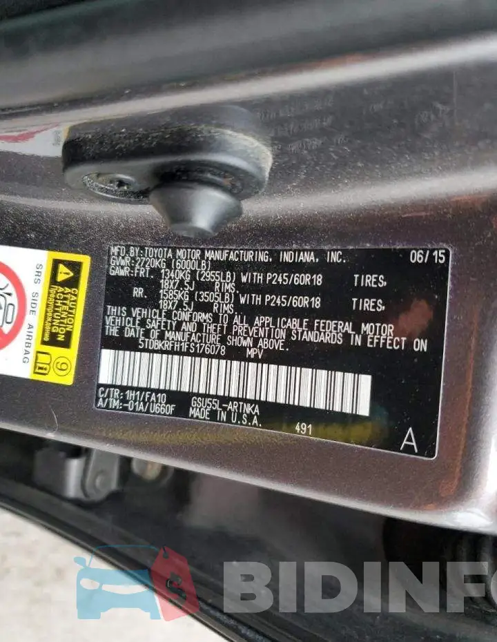 5TDBKRFH1FS176078 Photo# 12