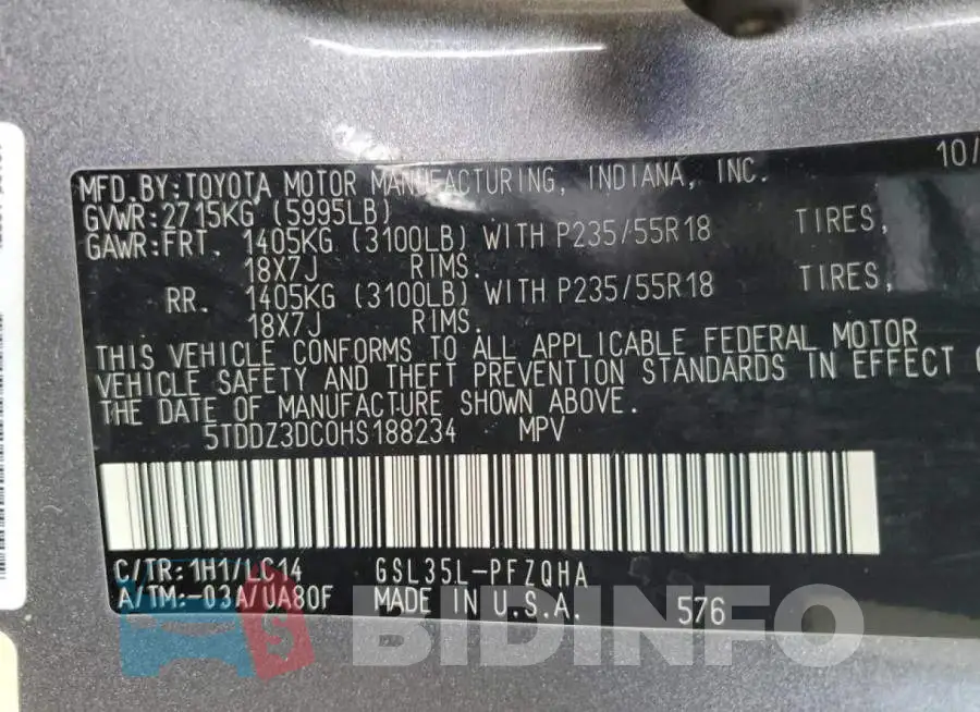 5TDDZ3DC0HS188234 Photo# 13