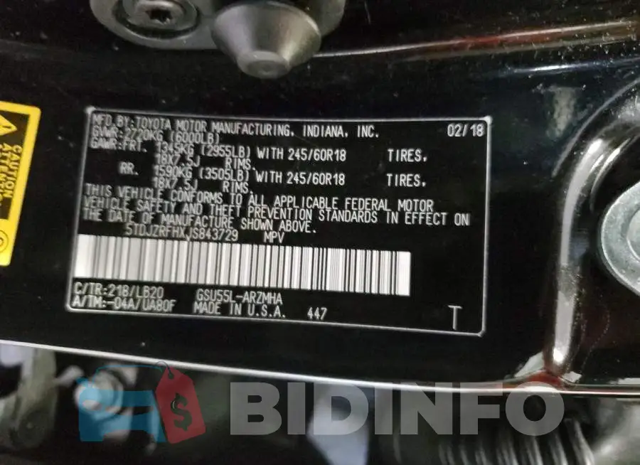 5TDJZRFHXJS843729 Photo# 10