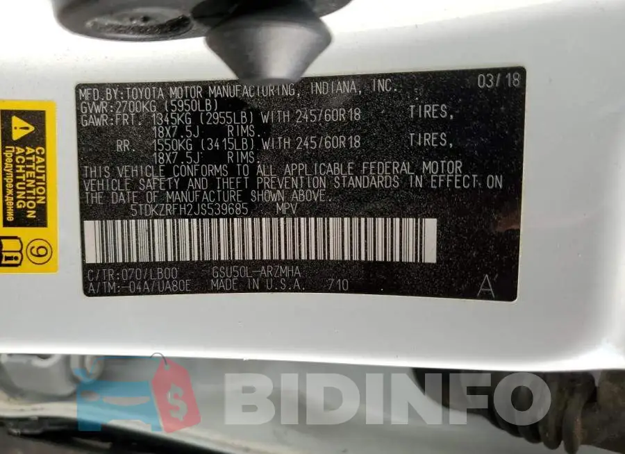 5TDKZRFH2JS539685 Photo# 14