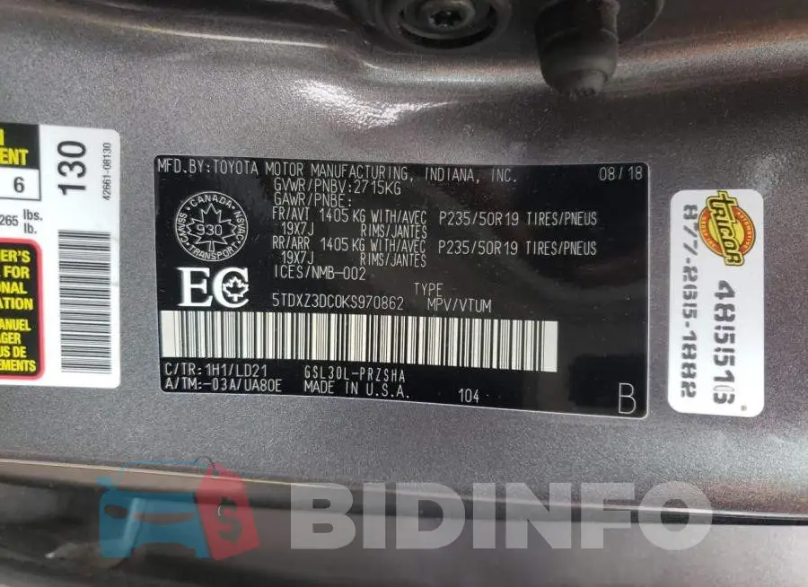 5TDXZ3DC0KS970862 Photo# 10