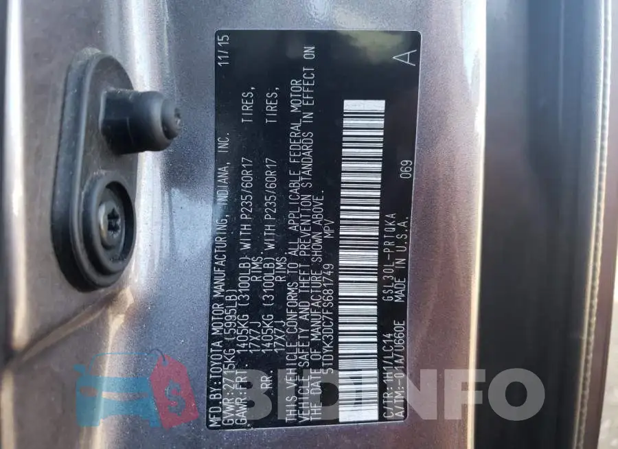 5TDYK3DC7FS681749 Photo# 10