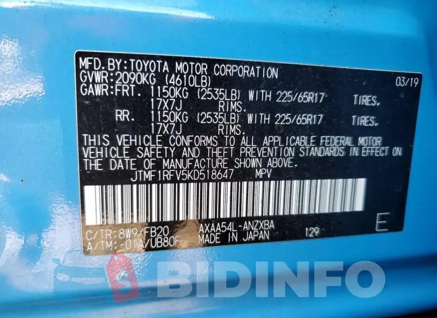 JTMF1RFV5KD518647 Photo# 12