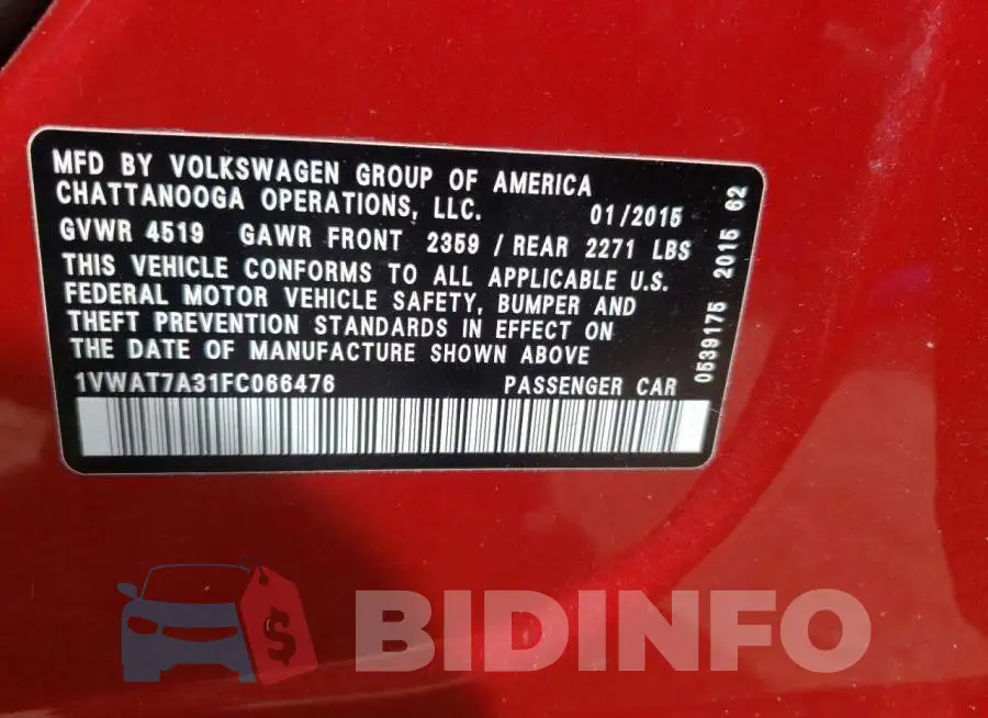 1VWAT7A31FC066476 Photo# 10