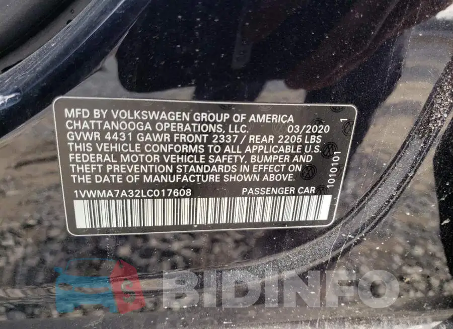 1VWMA7A32LC017608 Photo# 12