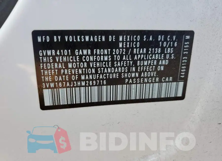 3VW167AJ3HM269716 Photo# 10