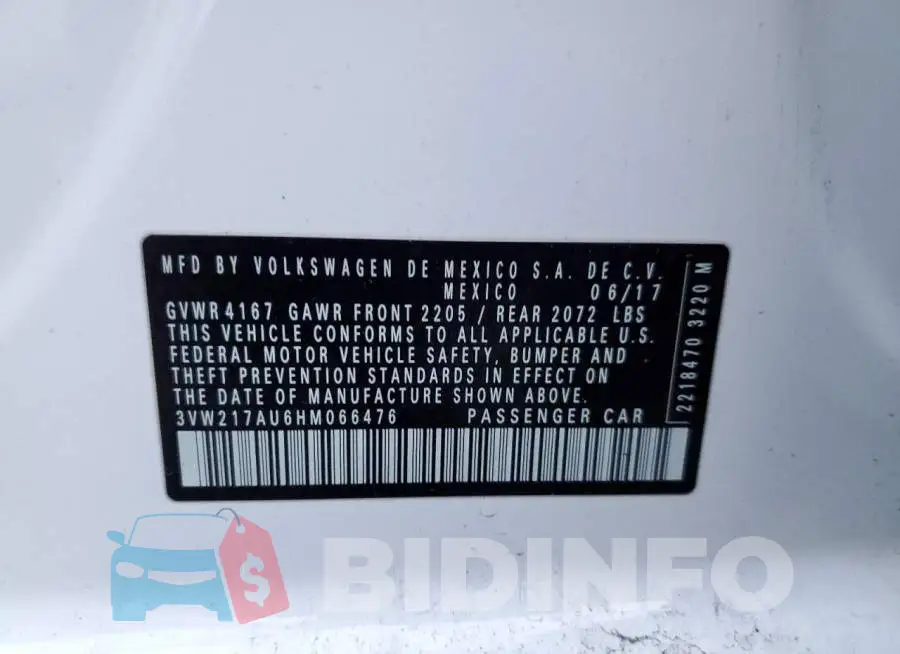 3VW217AU6HM066476 Photo# 12