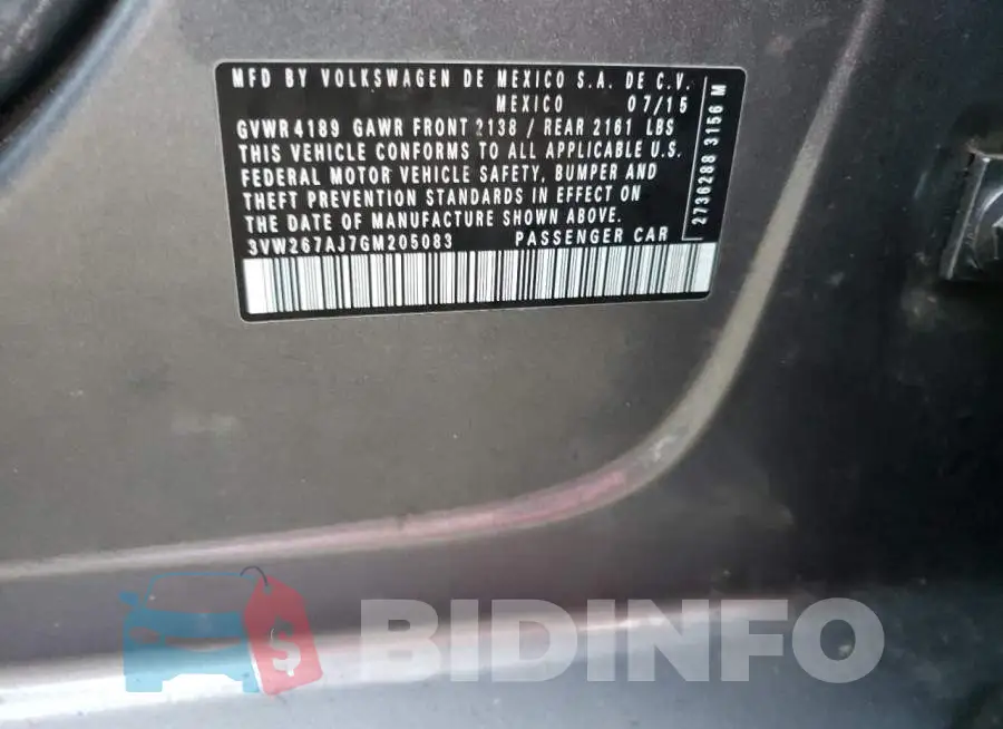 3VW267AJ7GM205083 Photo# 10