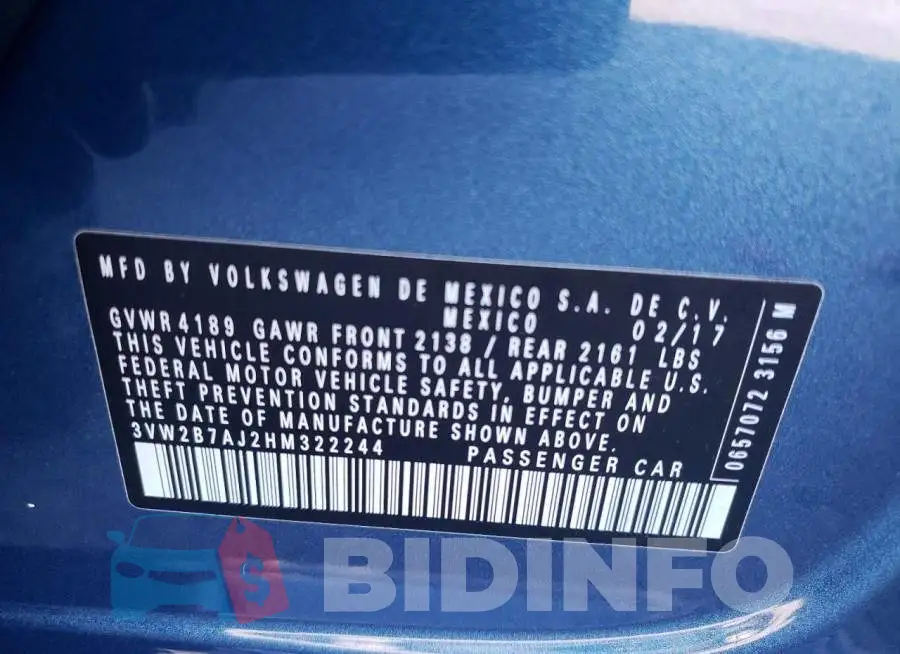 3VW2B7AJ2HM322244 Photo# 10