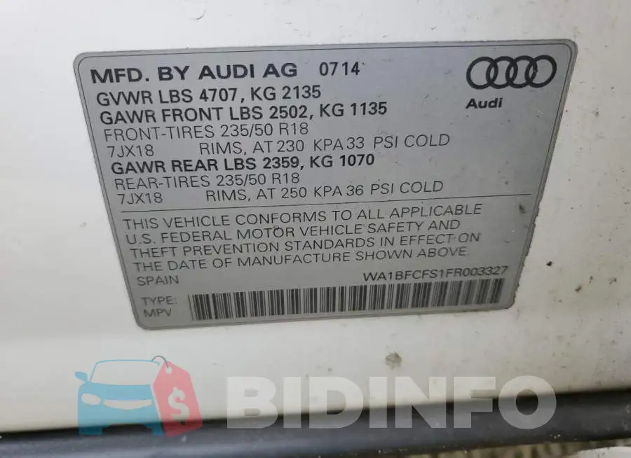 WA1BFCFS1FR003327 Photo# 13
