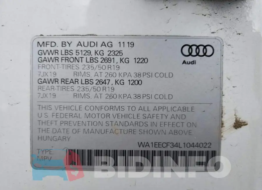WA1EECF34L1044022 Photo# 10