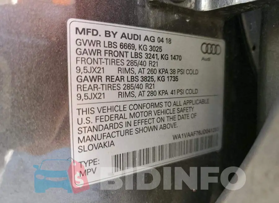 WA1VAAF76JD041203 Photo# 13
