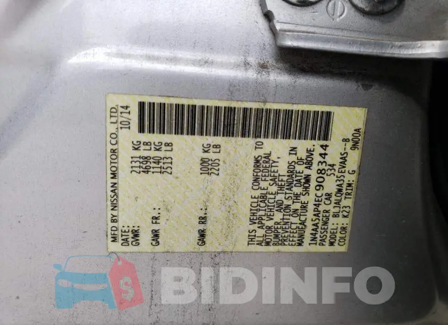 1N4AA5AP4EC908344 Photo# 13