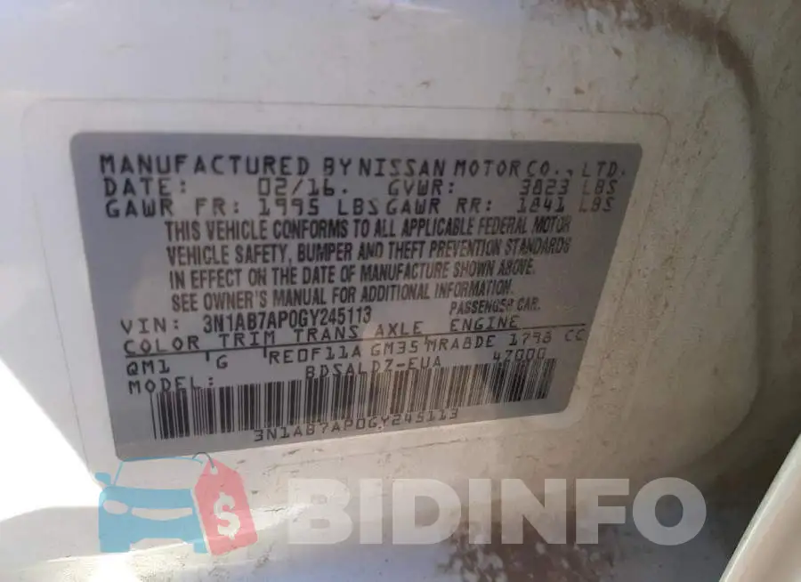 3N1AB7AP0GY245113 Photo# 10