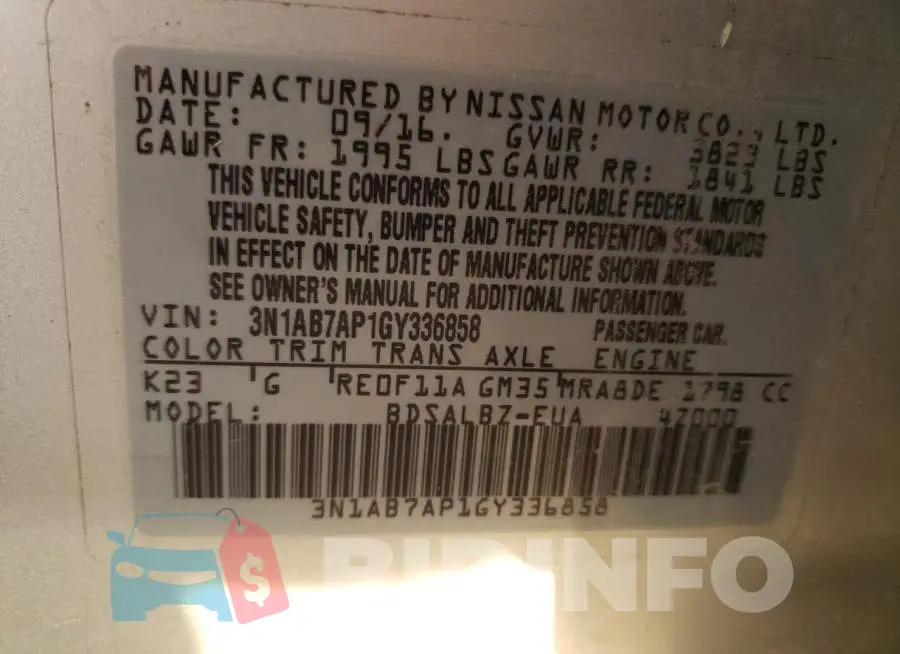 3N1AB7AP1GY336858 Photo# 12