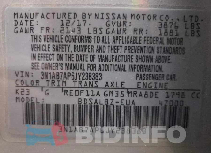 3N1AB7AP6JY238383 Photo# 10