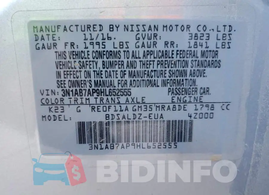 3N1AB7AP9HL652555 Photo# 13