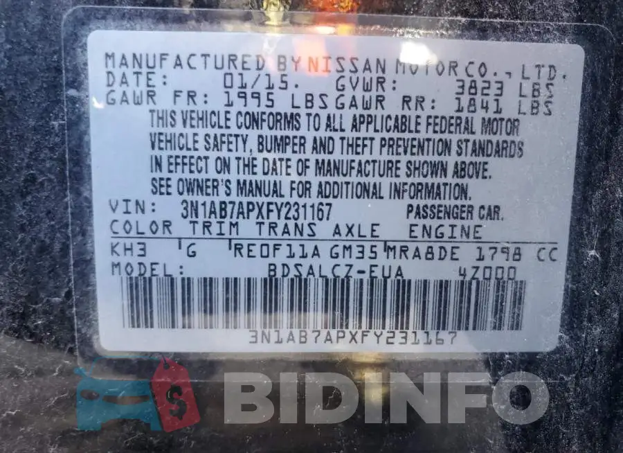 3N1AB7APXFY231167 Photo# 12