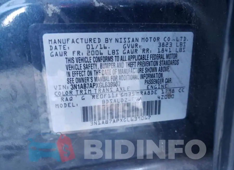 3N1AB7APXGL639067 Photo# 12