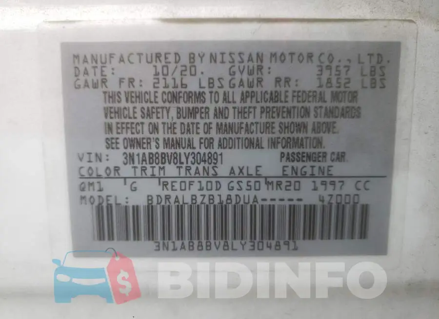 3N1AB8BV8LY304891 Photo# 10