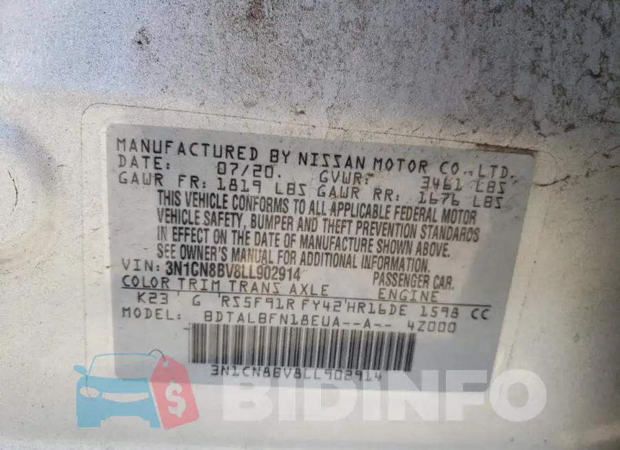 3N1CN8BV8LL902914 Photo# 12