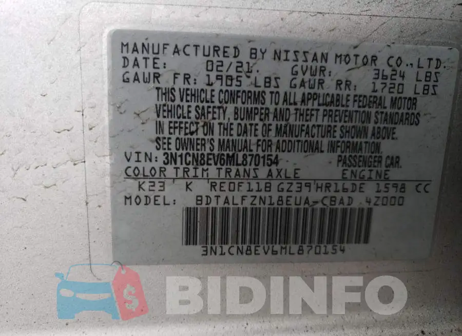 3N1CN8EV6ML870154 Photo# 12