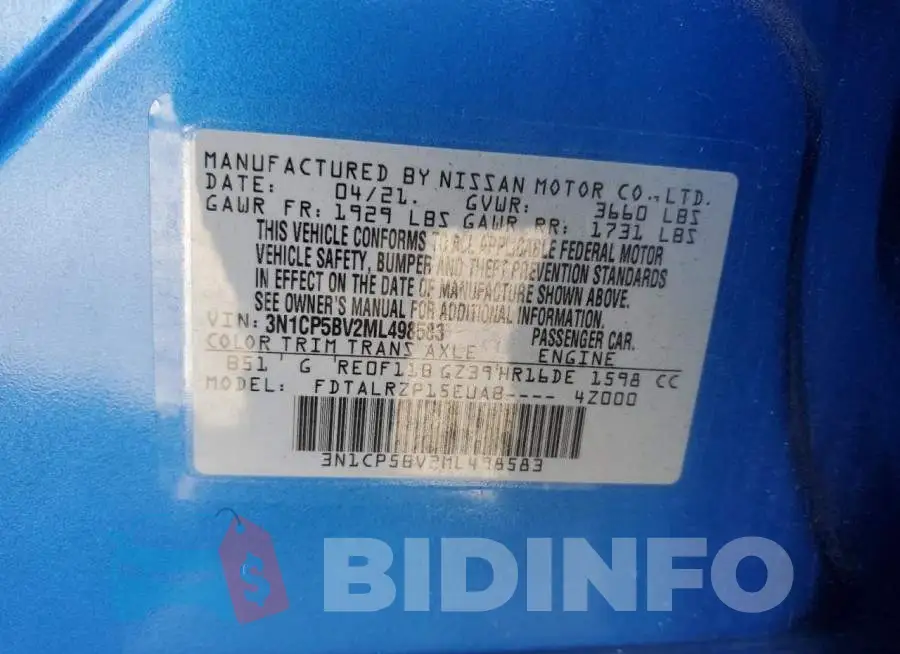 3N1CP5BV2ML498583 Photo# 13