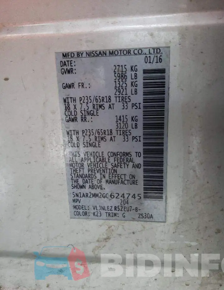5N1AR2MM2GC624745 Photo# 14