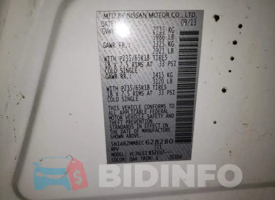 5N1AR2MM8EC628280 Photo# 14