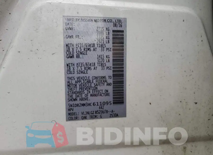 5N1DR2MM3HC611095 Photo# 13