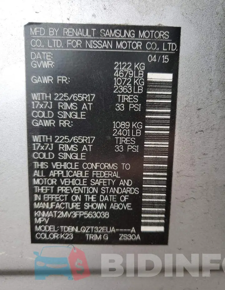 KNMAT2MV3FP563038 Photo# 13