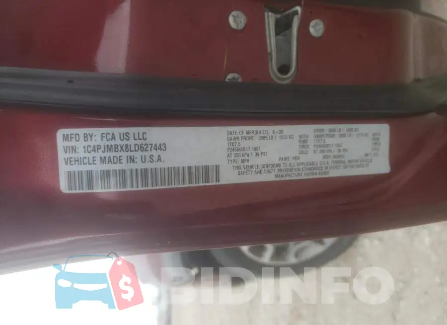 1C4PJMBX8LD627443 Photo# 13