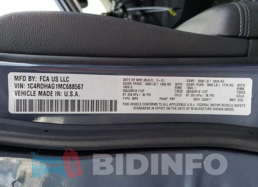 1C4RDHAG1MC688567 Photo# 10