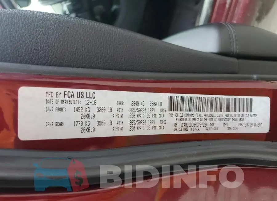 1C4RDJDG8HC737224 Photo# 13
