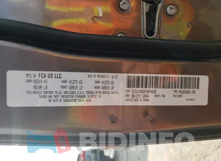 2C3CDXBG6FH874639 Photo# 12